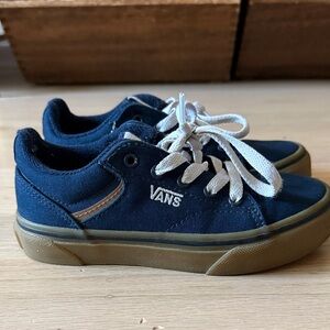 Vans Kids Dark Blue Sneakers with White Laces